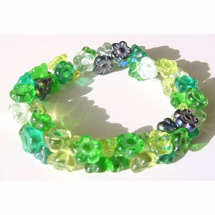 Evergreen Mix Flower Beads Button Button Back Shank 7mm Spring Green