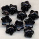 Black Flower Beads Glass Star 5 Petal Vintage