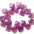 Purple Glass Leaves Beads Vintage Style