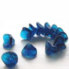 Deep Teal Blue Green 3 Petal Glass Flower Beads