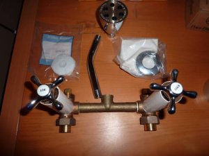 CHICAGO FAUCETS TWO HANDLE SHOWER VALVE WITH SHOWERHEAD