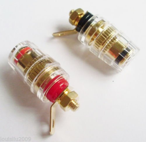 8pcs Speaker Cable Terminals Copper Gold Binding Post Banana Jack 2 Colors 32mm