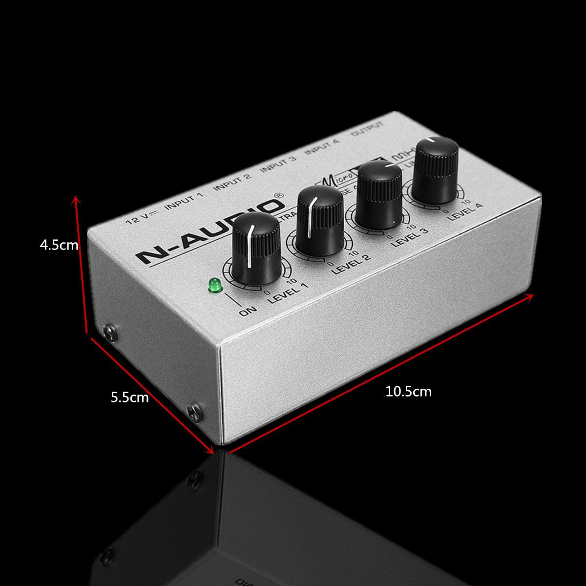 MH400 NAudio Mono Low Noise 4 Channel Line Mixing Studio Audio Sound Mixer 12V