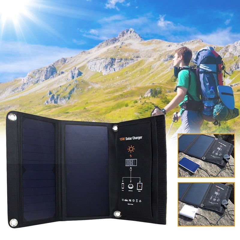 Outdoor Sport Waterproof Solar Panel Bag Power Charger USB 5V 2.5A Dual