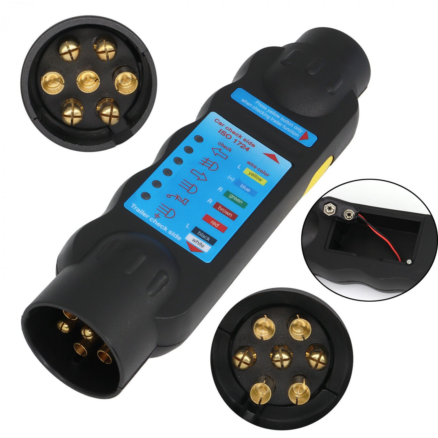 7Pin 12V Trailer Socket Tester Electrical Tow Bar Wiring Circuit Light Test Tool