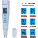 Digital Water Quality 4 in 1 PH/EC/ TDS/ Temperature Alarm PH Meter Tester For Water Aquarium LCD