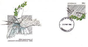 AUSTRALIA 1986 Amnesty International FDC PSE J2553