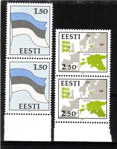 ESTONIA 1991 State Flag Map Pairs MNH CV 12 EUR J1610