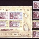 COCOS Isl 1990 Explorers Ships MNH Set SS B347