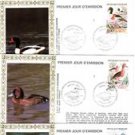 FRANCE BIRDS DUCKS 1993 4 SILK FDC  J3089