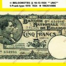 Belgium 5 francs 10-12-1924**UNC**Lot4986