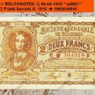 Belgium 2 Francs 06-04-1915**AUNC** RARE !!!
