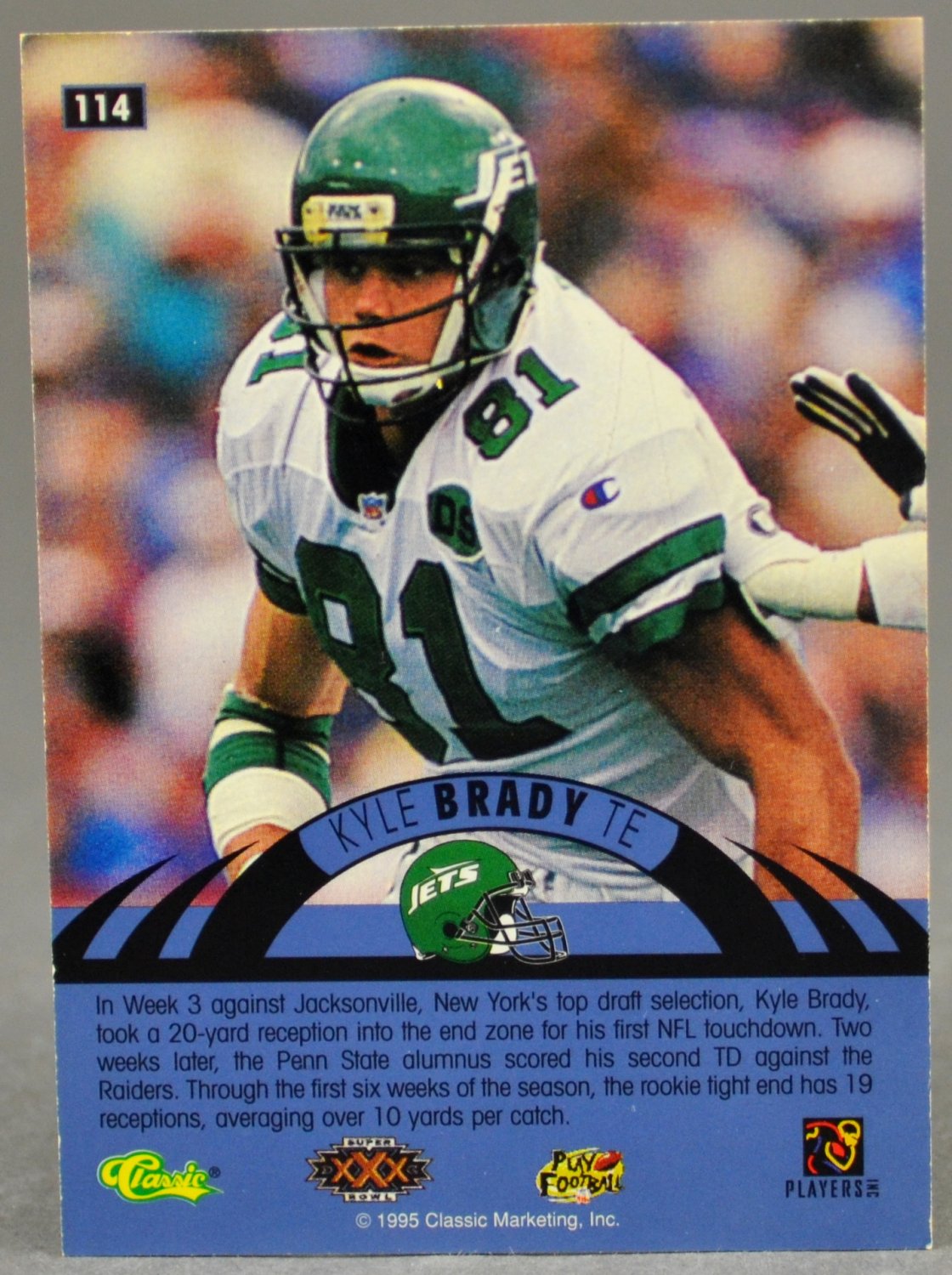 1996 Classic NFL Experience #114 Kyle Brady Jets Football Trading Card