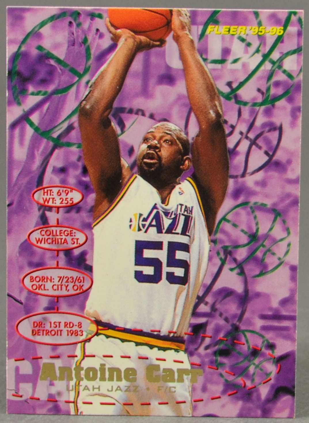 1995-96 Fleer Nba #184 Antoine Carr Utah Jazz Trading Card