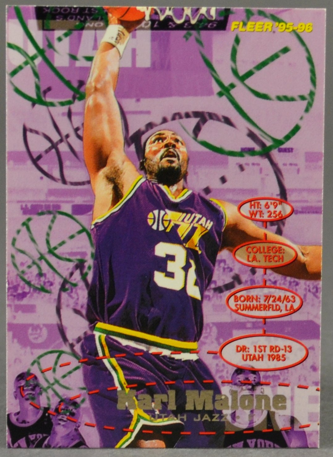 1995-96 Fleer NBA #188 Karl Malone Utah Jazz Trading Card