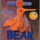 1999 Beak The Kiwi Bird #251 Trading Card Ty Beanie Babies Series II Blue