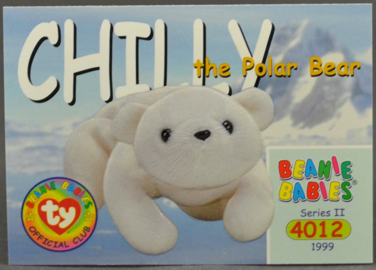 1999 Chilly the Polar Bear #161 Trading Card Ty Beanie Babies Series II