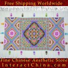 Hand Cross Stitch Quilt Tapestry Throw 34x62" Embroidery Textile Sewing Art #137