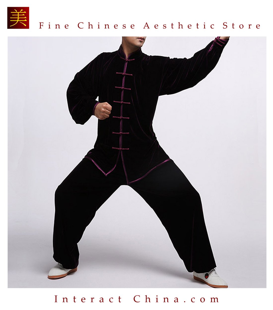 Flowing Unisex Velvet Suit for Tai Chi and Leisure Time in Chinese Style #111