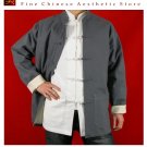 100% Cotton Grey Kung Fu Martial Arts Tai Chi Jacket Coat XS-XL or Tailor Custom Made