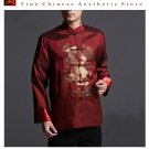 Stylish Red Kung Fu Men's Blazer Padded Jacket Dragon Shirt - 100% Silk #101