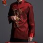 Stylish Red Kung Fu Men's Blazer Padded Jacket Dragon Shirt - 100% Silk #101