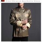 Stylish Green Kung Fu Men's Blazer Padded Jacket Dragon Shirt - 100% Silk #106