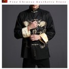 Stylish Black Kung Fu Men's Blazer Padded Jacket Dragon Shirt - 100% Silk #107