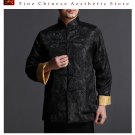 Chinese Tai Chi Kungfu Reversible Black / Gold Jacket Blazer 100% Silk Brocade #104
