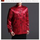 Classic Chinese Tai Chi Kungfu Red Jacket Blazer - Lightweight Silk Blend #201