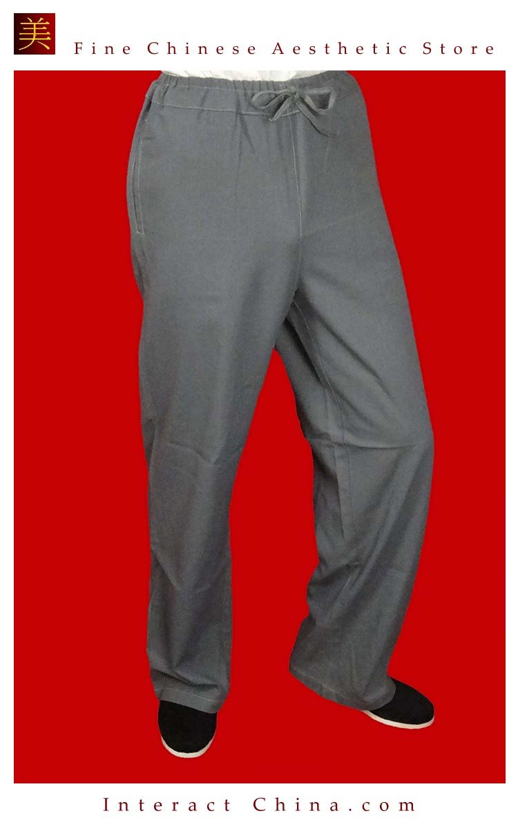 100% Cotton Grey Kung Fu Martial Arts Tai Chi Pant Trousers XS-XL or Tailor Custom Made