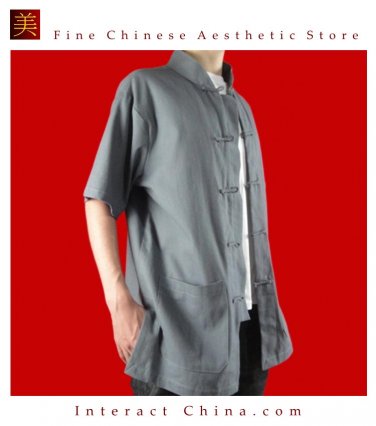 Premium Linen Grey Kung Fu Martial Arts Tai Chi Shirt Clothing XS-XL or Tailor Made
