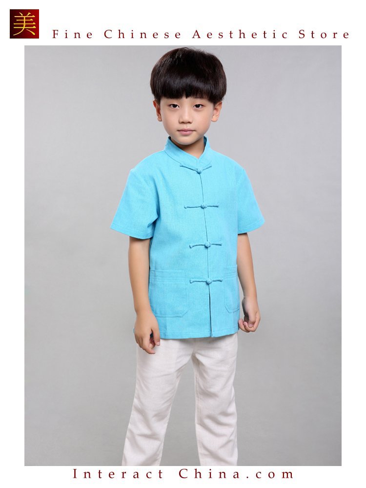 100% Handmade Boys Kung Fu Tai Chi Shirt Martial Arts Costume Kids Uniform #103