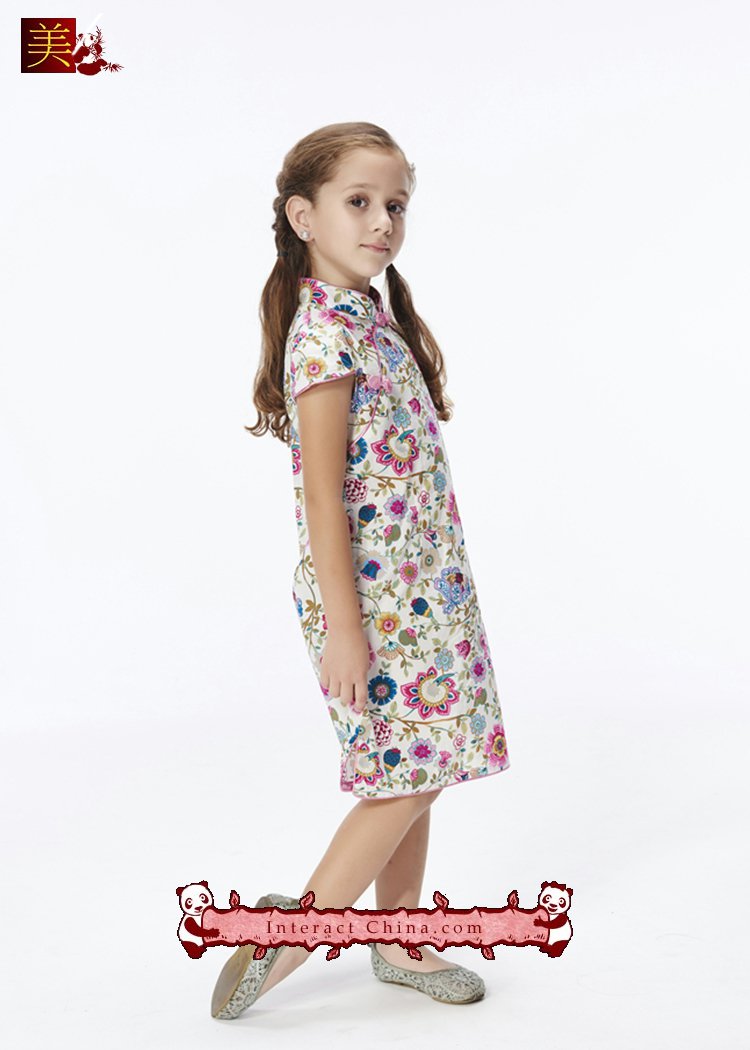 Handmade Girls Dress Chinese Cheongsam Qipao Children Kids Cotton Clothing #105