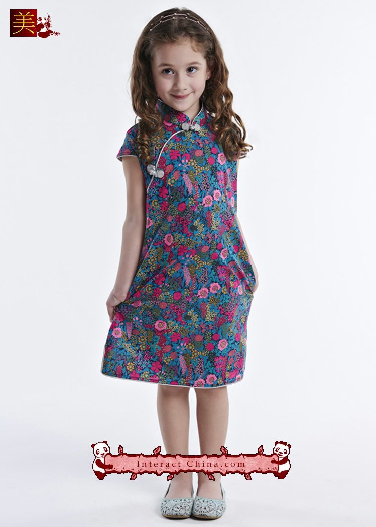 Handmade Girls Dress Chinese Cheongsam Qipao Children Kids Cotton Clothing #107