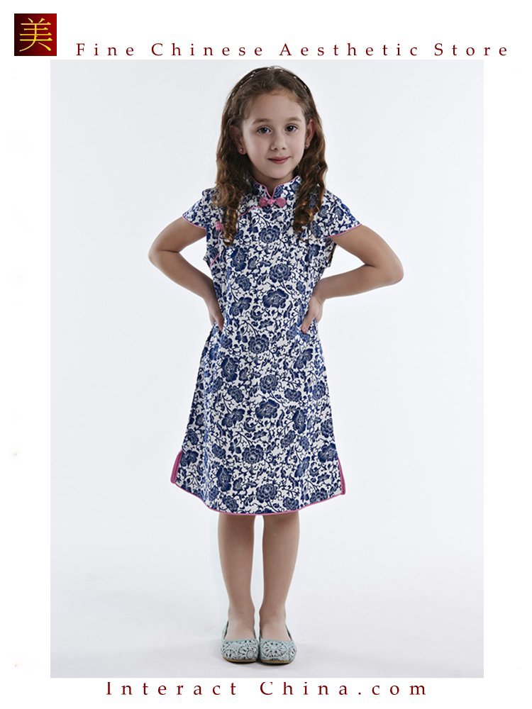 Handmade Girls Dress Chinese Cheongsam Qipao Children Kids Cotton Clothing #109