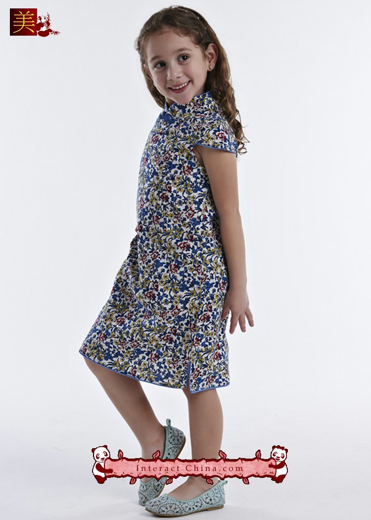 Handmade Girls Dress Chinese Cheongsam Qipao Children Kids Cotton Clothing #113