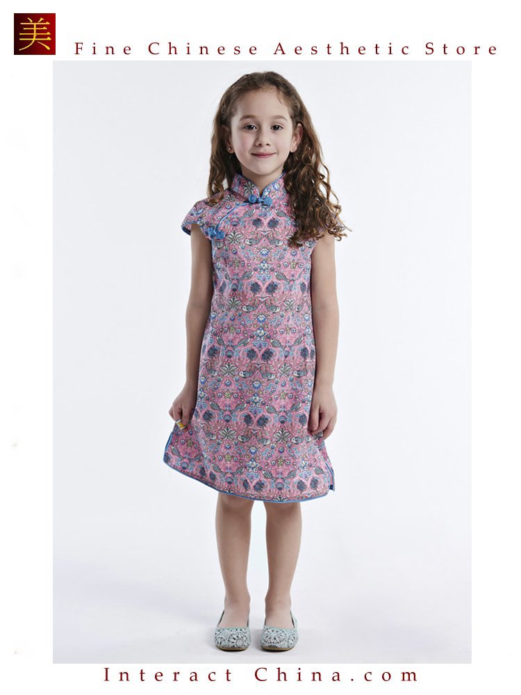 Handmade Girls Dress Chinese Cheongsam Qipao Children Kids Cotton Clothing #115