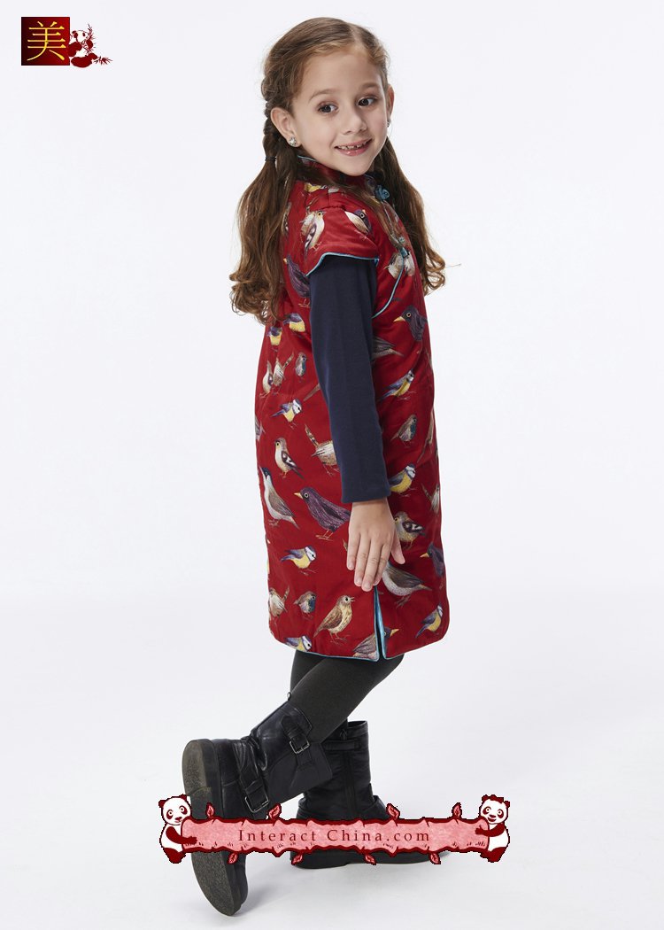 Handmade Girls Cotton Dress Overcoat Chinese Cheongsam Qipao Kids Clothing #201