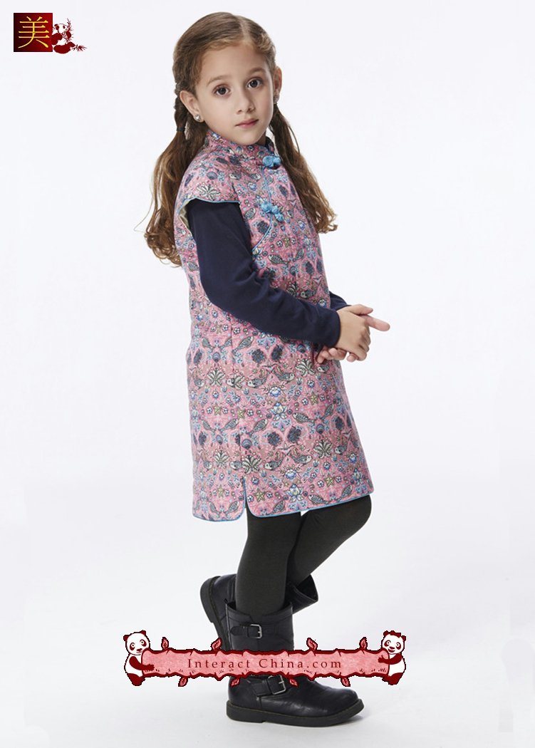 Handmade Girls Cotton Dress Overcoat Chinese Cheongsam Qipao Kids Clothing #211