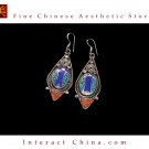 Fine Tibetan Turquoise Coral Lazurite Jewelry 925 Silver Drop Dangle Earrings 100% Handcraft #105