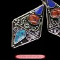 Fine Tibetan Turquoise Coral Lazurite Jewelry 925 Silver Drop Dangle Earrings 100% Handcraft #109