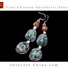 Fine Tibetan Turquoise Jewelry 925 Silver Drop Dangle Earrings 100% Handcraft #113