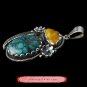 Fine Tibetan Turquoise Amber Gemstone Jewelry 925 Silver Pendant 100% Handcraft #104