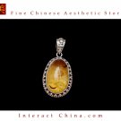 Fine Tibetan Amber Gemstone Jewelry 925 Silver Pendant 100% Handcraft #106