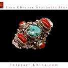 Fine Tibetan Turquoise Coral Gemstone Jewelry 925 Silver Ring 100% Handcraft #109