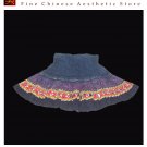 Hand Woven Embroidered Plaid Pleated Skirt Vintage Women Dress #232