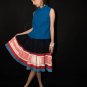 Hand Woven Embroidered Plaid Pleated Skirt Vintage Women Dress #110