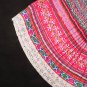 Hand Woven Embroidered Plaid Pleated Skirt Vintage Women Dress #111