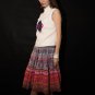 Hand Woven Embroidered Plaid Pleated Skirt Vintage Women Dress #112